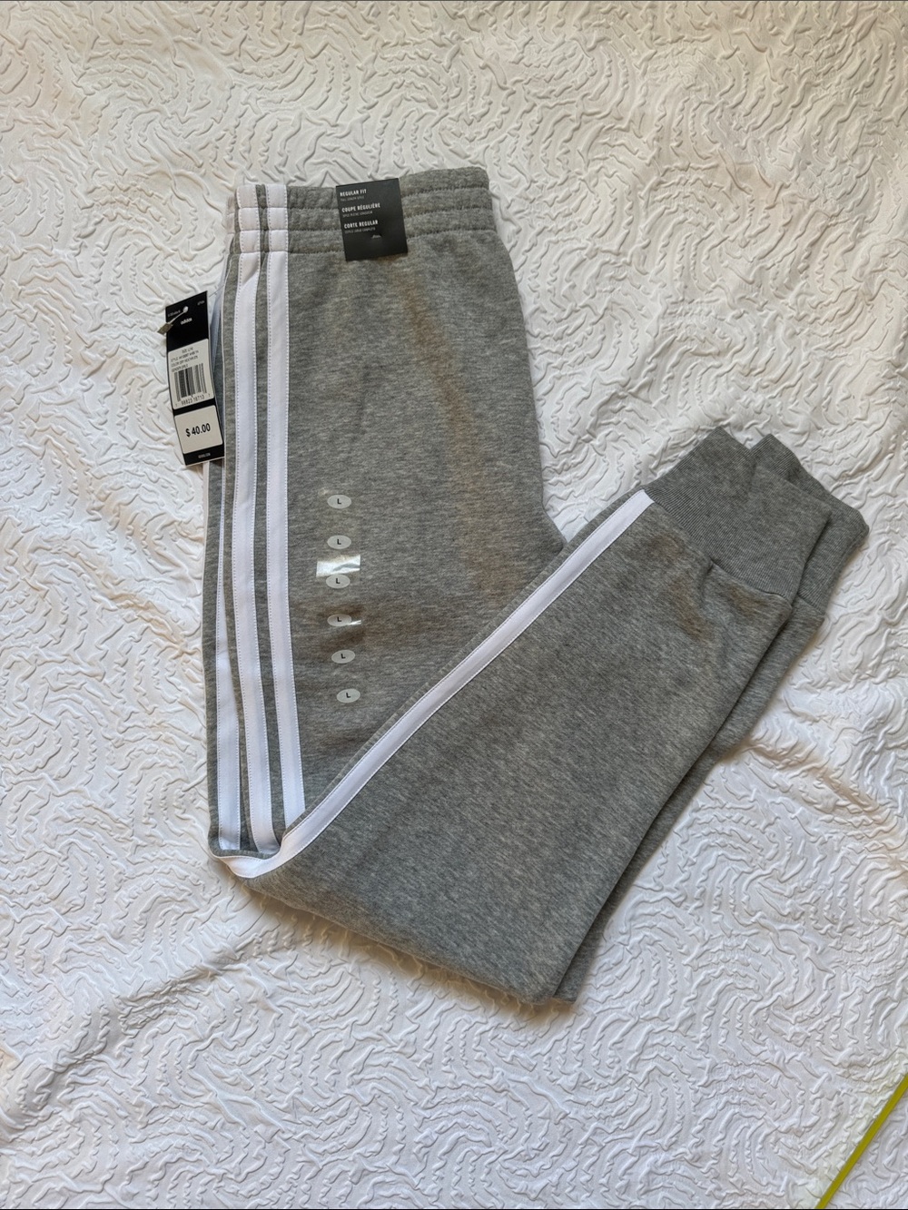 adidas Kids Gray Sweatpants with White Side Stripes